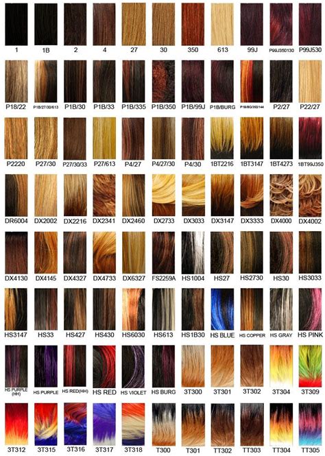 Vanessa Wigs Color Chart