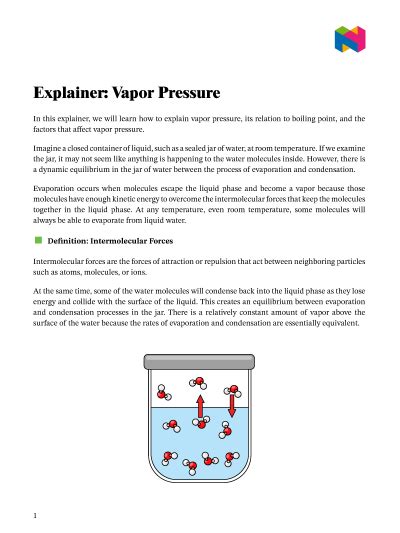 Vapor Pressure And Boiling Worksheet