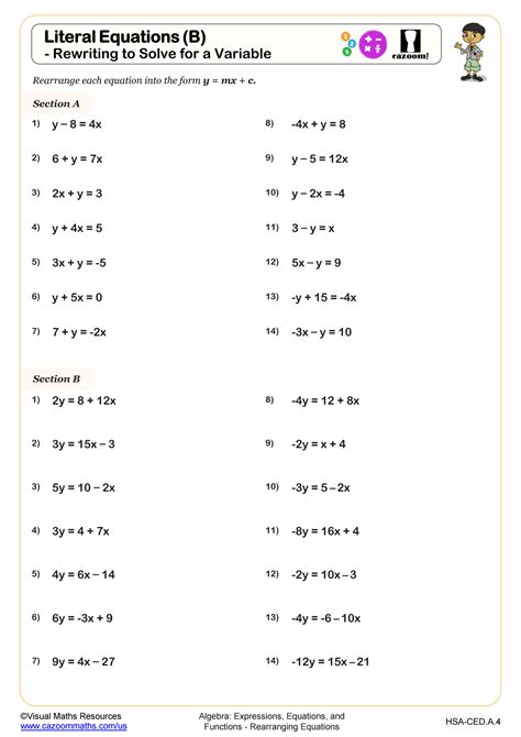 Variables Practice Worksheet