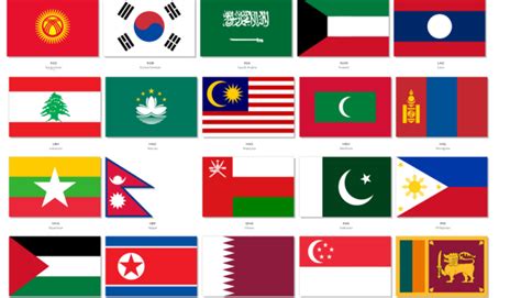 Varian Desain Bendera Negara Asia