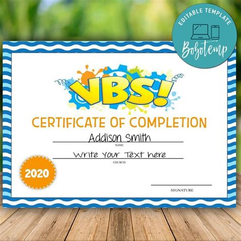 VBS Attendance Certificate Template 7+ Luxurious Designs