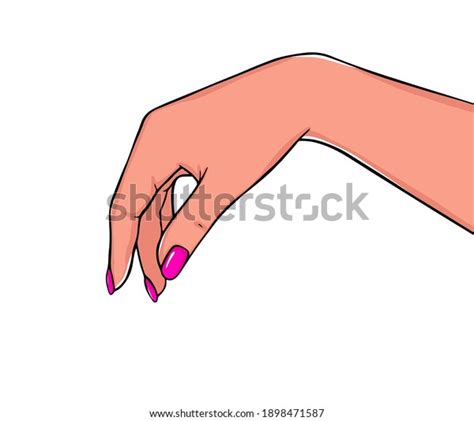 Vector Beautiful Womans Hands Pink