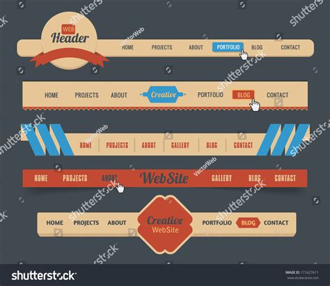 Vector Header Horizontal Web Menu Design - 171627611 : Shutterstock