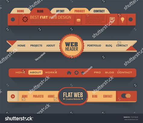 Vector Header Horizontal Web Menu Design Stock Vector 172418228