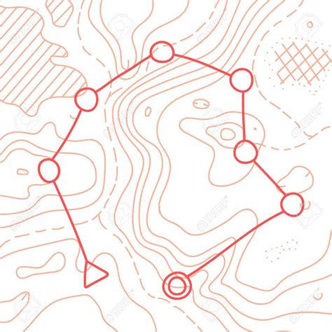 Vector Illustration Of Topographic Orienteering Map With With.. with Orienteering Control Card