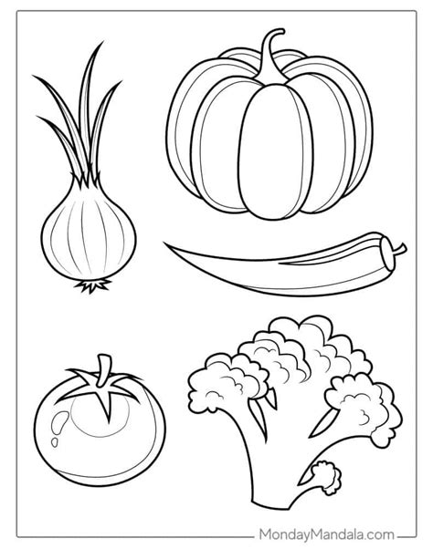 Vegetables Outline Pictures for Colouring