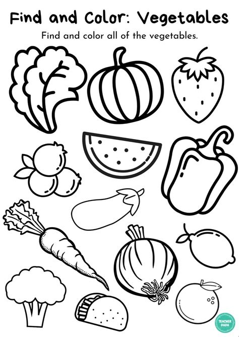 Vegetables Worksheet Coloring