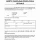 Vehicle Bill Of Sale Nc Template