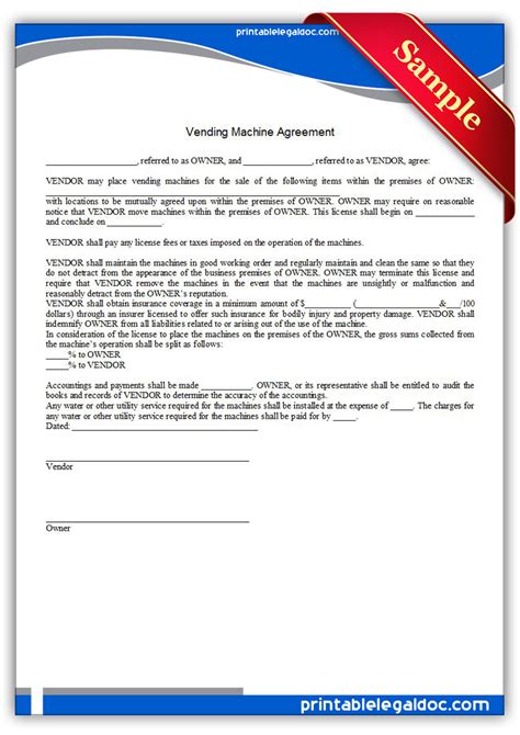 Vending Machine Contract Template
