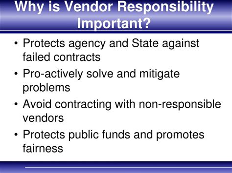Vendor responsibility