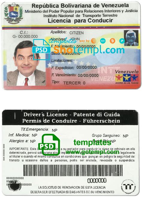 Venezuela Driver's License Template