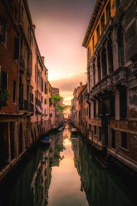 Venice canals at sunset