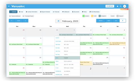 Venue booking schedule