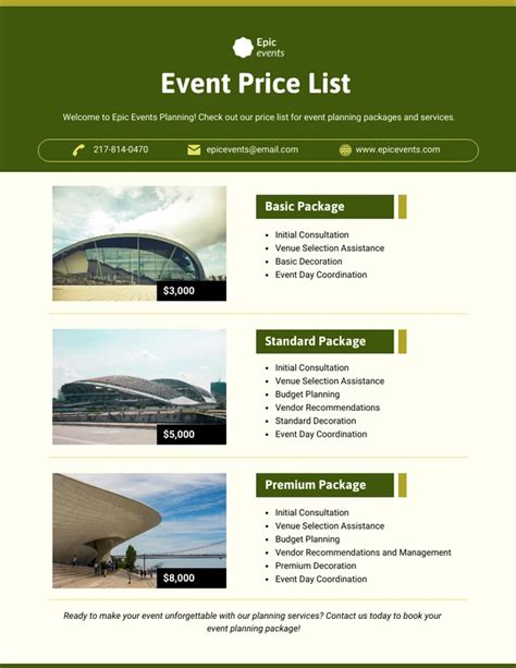 Venue pricing based on event type