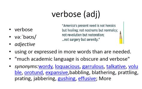 Verbose Vocabulary