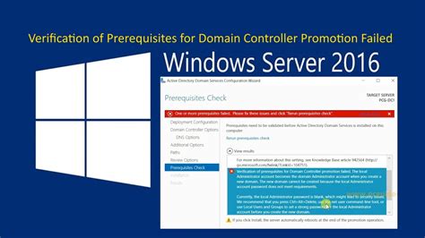 Verification Of Prerequisites For Domain Controller Failed