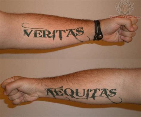 Beautiful Veritasaequita Tattoo Design for Arm By
