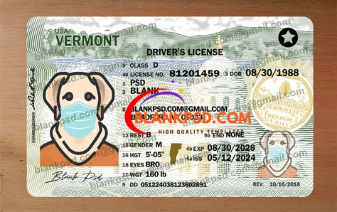 Vermont Drivers License 2013 Free Template
