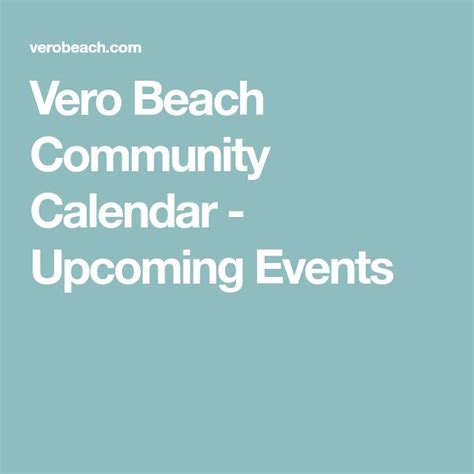 Vero Calendar Of Events