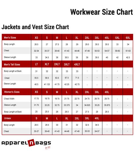 Vest Size Chart For Men