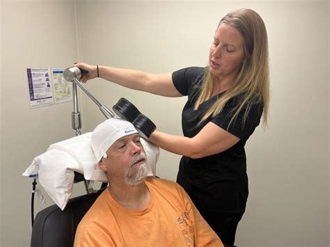 Veteran Receiving TMS Therapy