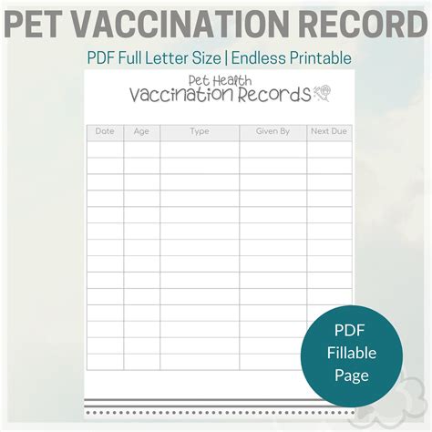 Veterinary Printable Puppy Vaccination Record Card Pdf