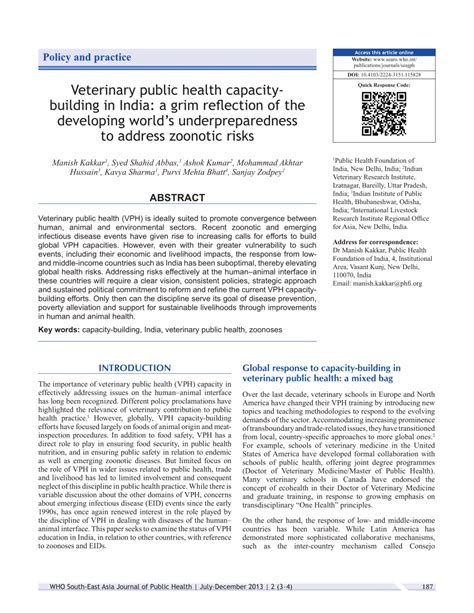 Veterinary and Public Health Risks