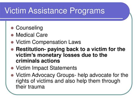 Victim's Assistance Programs