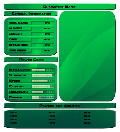 Video Game Character Stats Template