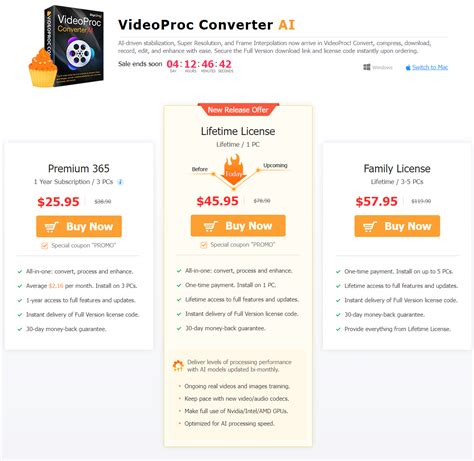 VideoProc: Plans and pricing