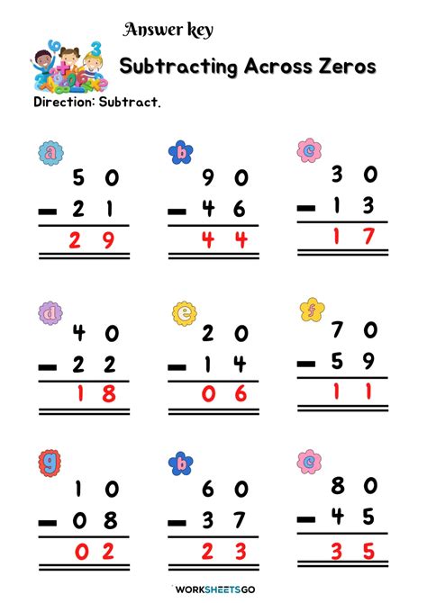 View 10 Subtracting Across Zeros Fun Worksheet Background - Small