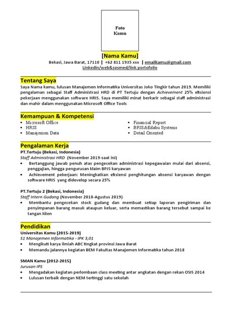 View Contoh Cv Singkat Pics