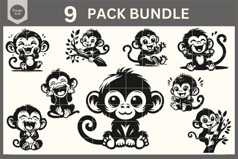 Download View Cute Baby Monkey Svg DXF File Commercial Use Free PSD Mockups
