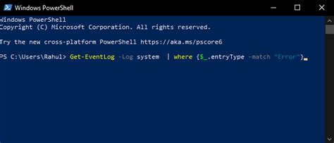 View Error Logs Using PowerShell