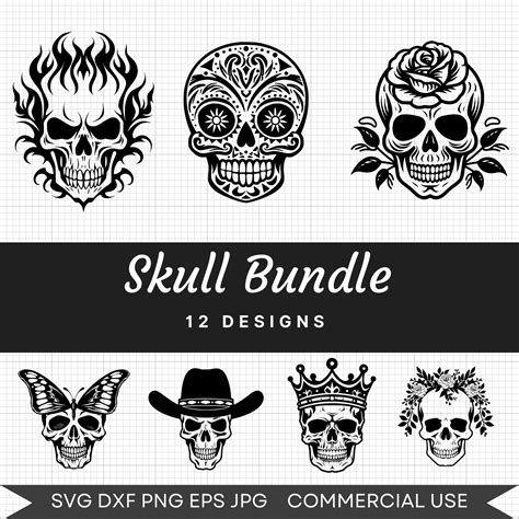 Download View Nice And Unique Skull Bundle PSD for Cricut Machine