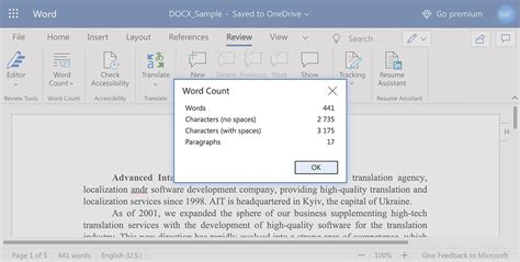 View The Word Count In Microsoft Word Online