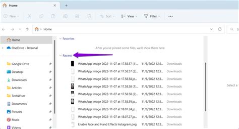 View recently accessed files