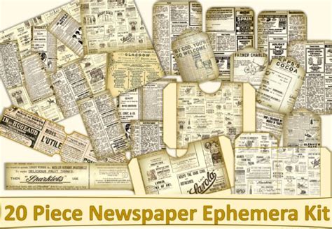 Download Vintage Newspaper Ephemera Kit Files DXF Files