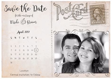 Vintage Postcard Save The Date Template