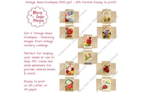 Download Vintage Printable Seed Envelopes Set 2 DXF Files