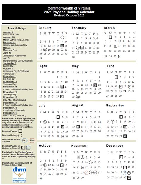 Virginia Employee Pay Calendar