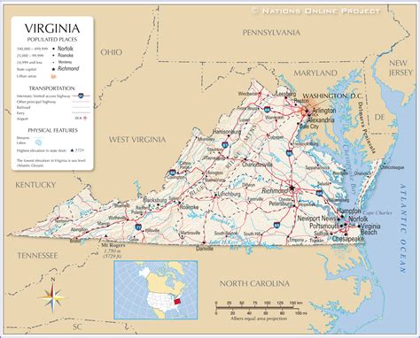 Virginia Map With Cities And Towns