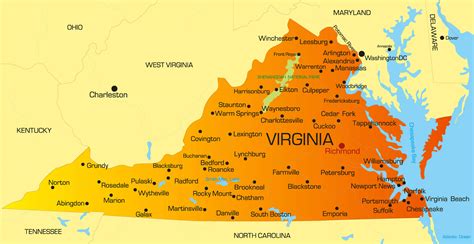 Map Of Virginia Showing Cities Washington Map State
