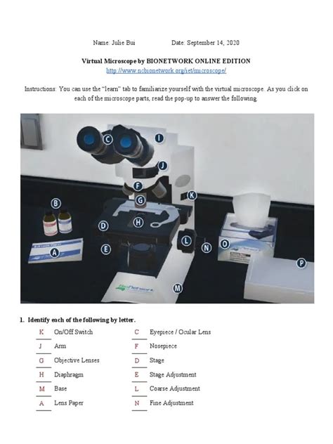 Virtual Microscope Lab Worksheet Answer Key