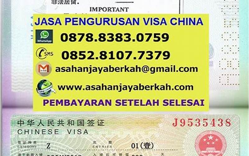 Visa Kerja China 2019
