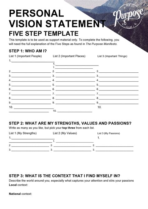 Vision Statement Template Free