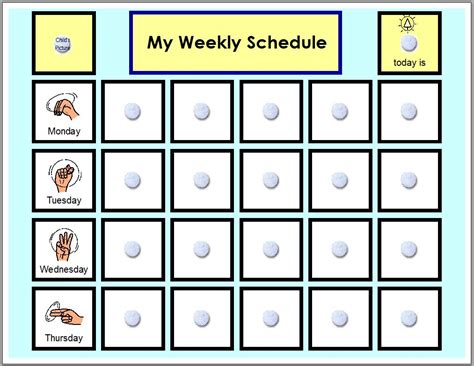Visual Timetable Template Printable