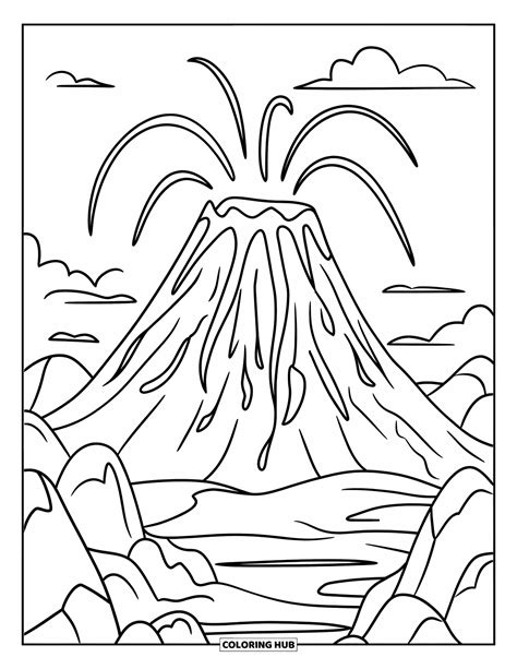 Volcano Coloring Page