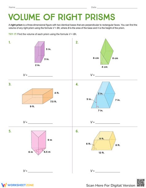 Volume Of Prism Worksheet - Worksheets For Home Learning