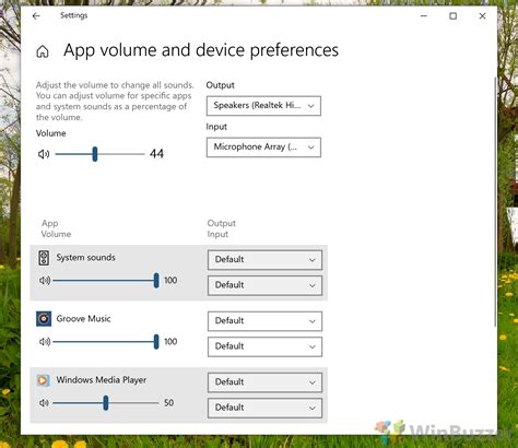 Volume Settings Windows 10